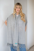 Soft Cashmere Tassel Scarf in Grey Melange - 100% cashmere scarf with hand-knotted tassels