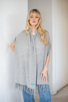 Soft Cashmere Tassel Scarf in Grey Melange - 100% cashmere scarf with hand-knotted tassels