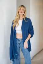 Soft Cashmere Tassel Scarf in Marina - 100% cashmere scarf with hand-knotted tassels