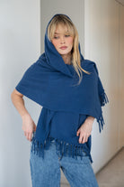 Soft Cashmere Tassel Scarf in Marina - 100% cashmere scarf with hand-knotted tassels