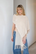 Soft Cashmere Tassel Scarf in Sandy - 100% cashmere scarf with hand-knotted tassels