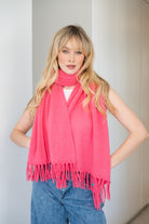 Soft Cashmere Tassel Scarf in Strawberry - 100% cashmere scarf with hand-knotted tassels