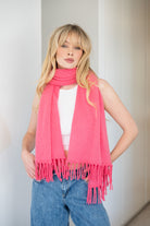 Soft Cashmere Tassel Scarf in Strawberry - 100% cashmere scarf with hand-knotted tassels